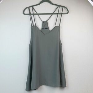boohoo moss green strappy slip dress A line slight stretch tunic or mini dress